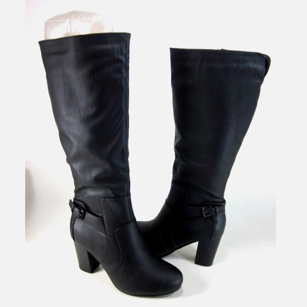 Journee Collection Carver 7.5 Black Tall Riding Boots Brand New - Picture 3 of 14